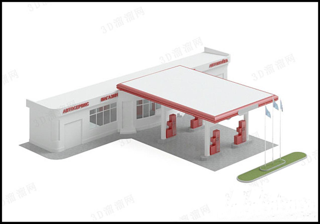 加油站中国石化汽油加油枪3D模型模板下载(图