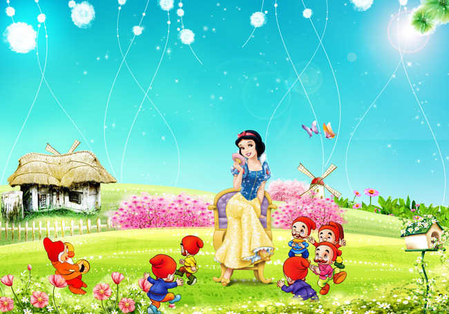 现代唯美清新可爱白雪公主与七个小矮人素材高清图片下载(图片编号12871620)现代简约电视背景墙图片_电视背景墙图片_我图网weili.ooopic.com