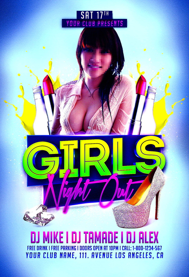 酒吧夜店美女之夜广告模板下载(图片编号:128