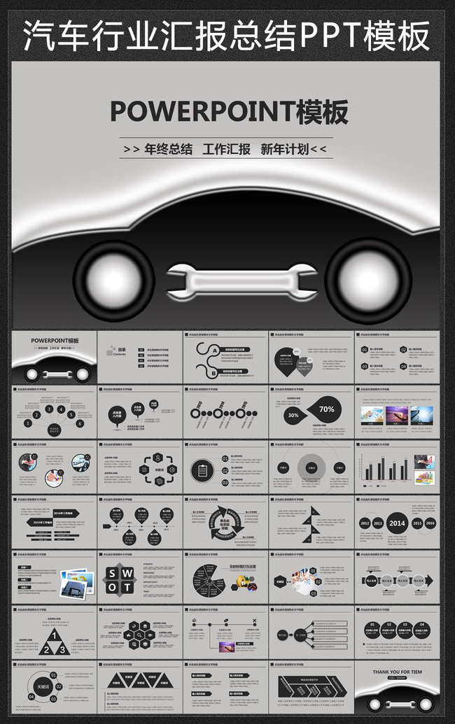 汽车销售维修售后服务汽配公司PPT模板模板下