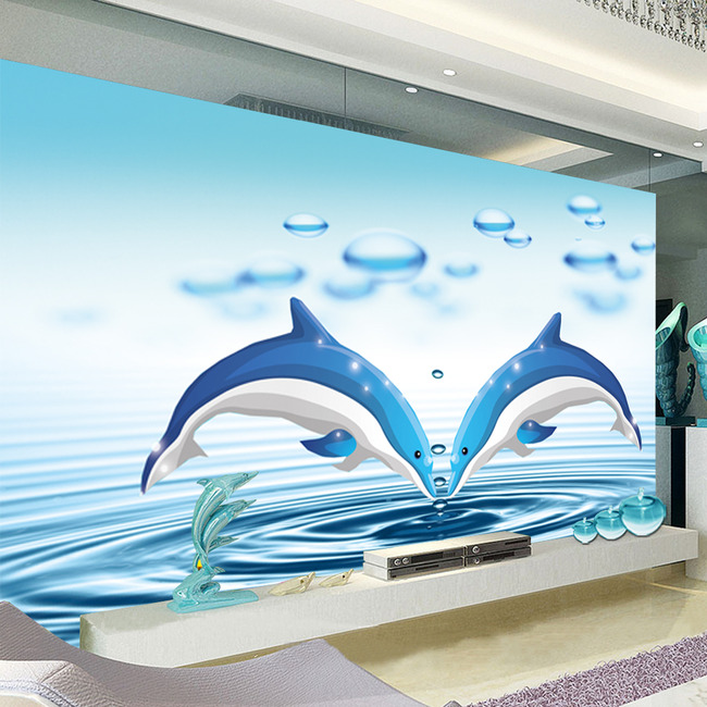 美丽海豚湾恋人大海电视背景墙模板高清图片下