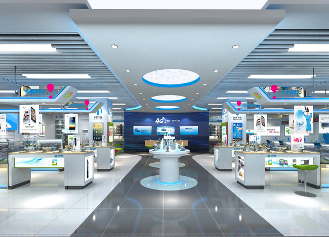 3d中国移动营业厅手机专卖店移动大厅模型模