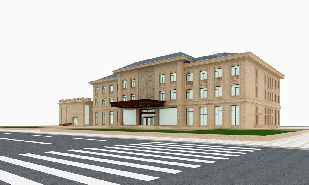 3d室外建筑模型欧式办公楼外立面模型