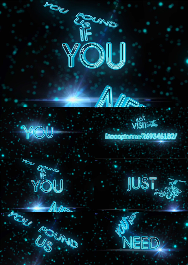 震撼空间AE发光蓝色霓虹字幕特效片头模板模