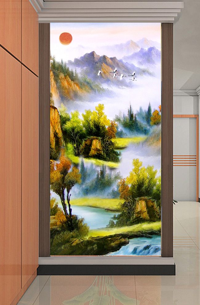 我图网提供精品流行油画风景画山水风景画山水画红日太阳玄关素材下载,作品模板源文件可以编辑替换,设计作品简介: 油画风景画山水风景画山水画红日太阳玄关 位图, RGB格式高清大图,使用软件为 Photoshop CS3(.psd) 竖幅