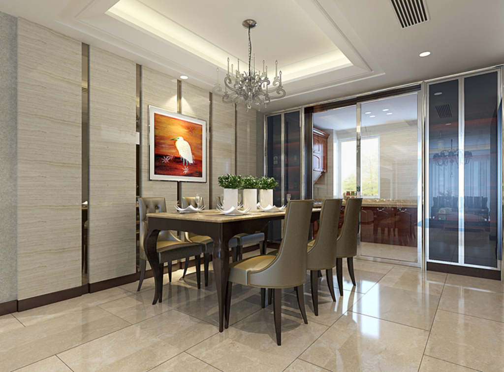 现代风格客厅餐厅效果图3DMAX模型模板下载