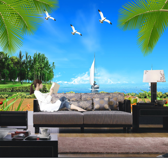 风景自然清晰大海电视背景墙装饰画模板高清图