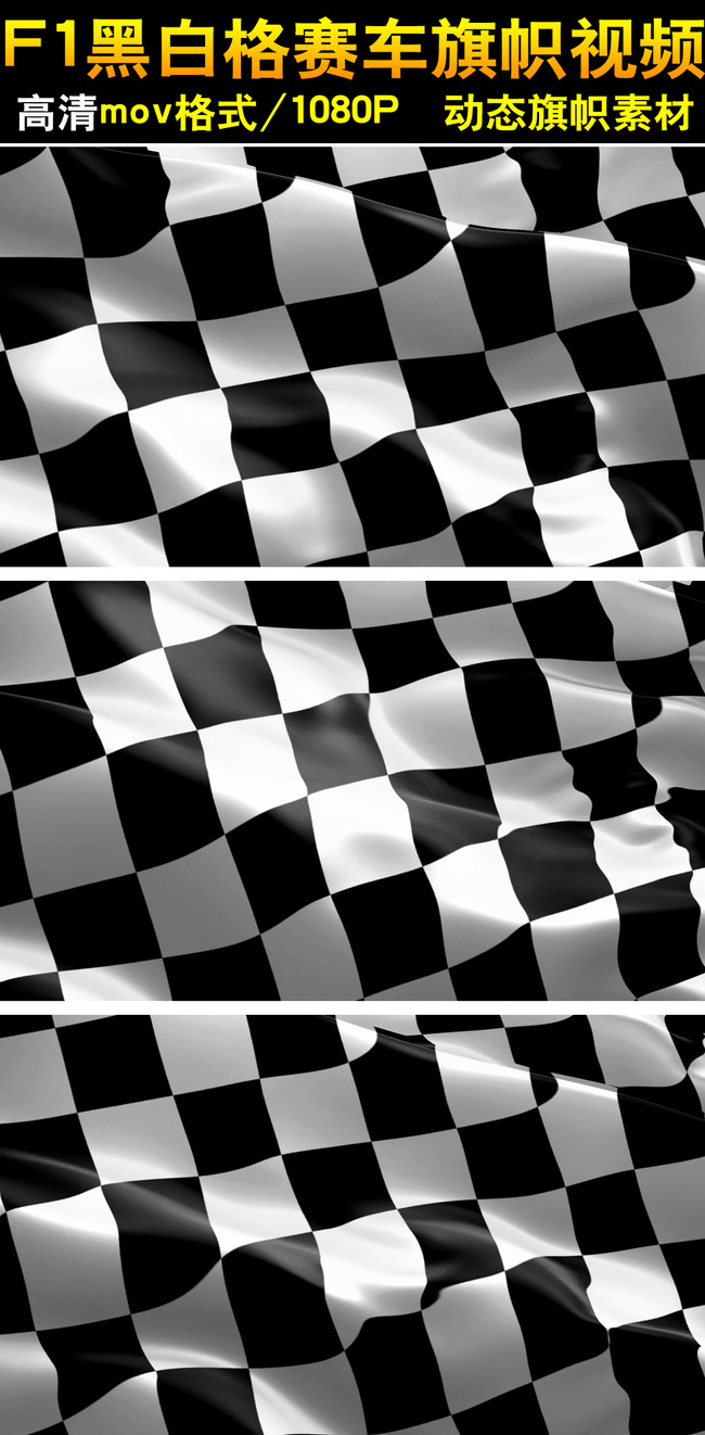黑白格赛车旗帜视频模板下载(图片编号:13008