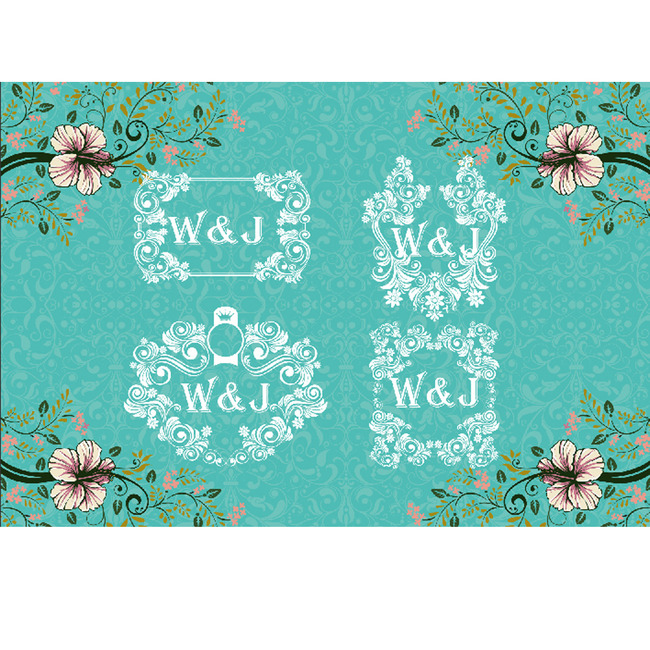 蒂芙尼婚礼碎花森系欧式logo背景psd