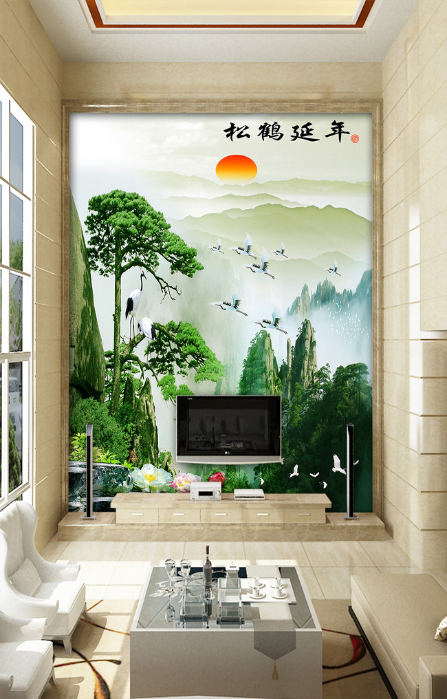 我图网提供精品流行松鹤延年迎客松山水画中式玄关素材下载,作品模板源文件可以编辑替换,设计作品简介: 松鹤延年迎客松山水画中式玄关 位图, RGB格式高清大图,使用软件为 Photoshop CS6(.psd)
