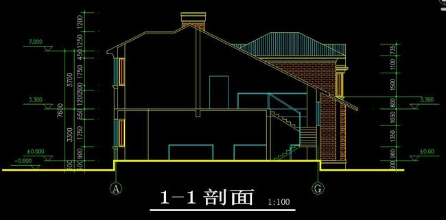 cad欧式别墅外立面施工图屋顶平面图