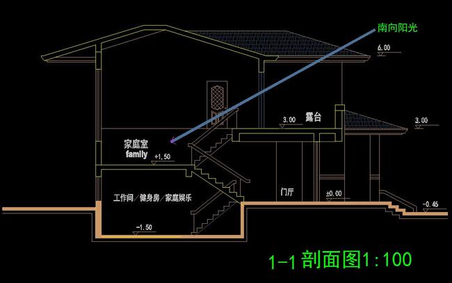cad现代欧式别墅外立面施工图屋顶平面图
