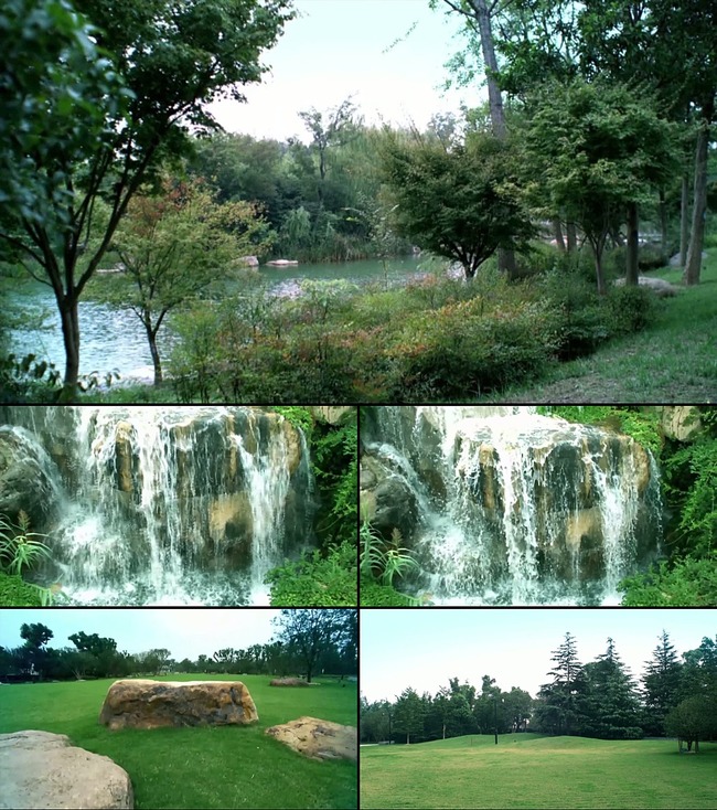 城市花园小溪剪辑素材mp4下载模板下载(图片