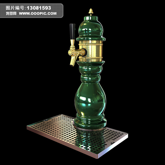 绿色夜总会单个水龙头调酒配件3D模型模板下
