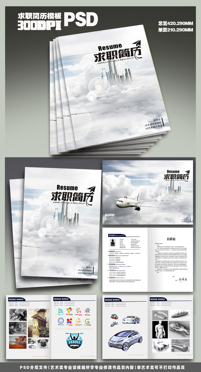 航空商务个人求职简历模板下载(图片编号:131