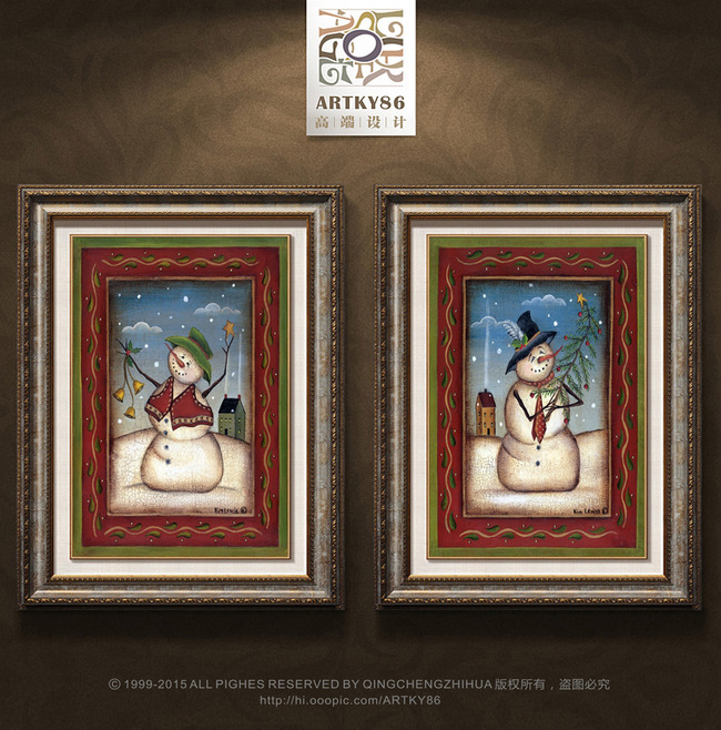 可爱卡通儿童房花纹相框穿<em>马夹</em>雪人装饰<em>画</em>高清