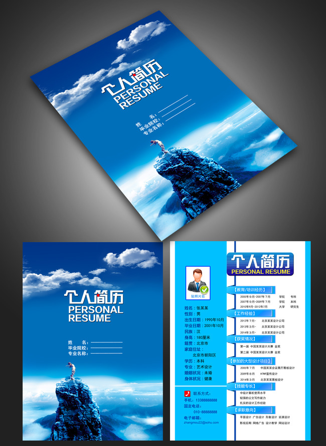 服务行业应聘求职简历设计模板模板下载(图片