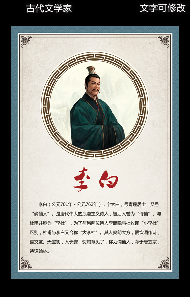 文学家李白励志名人名言简介图片