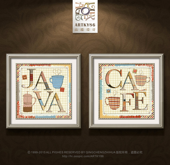 欧式复古花纹英文水杯油画装饰画高清图片下载