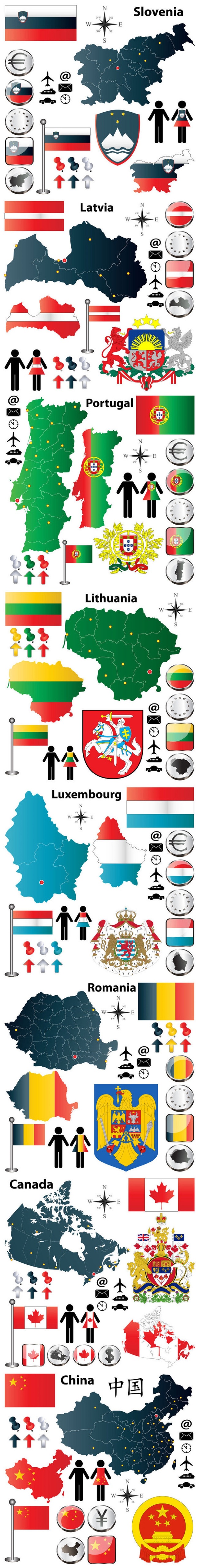 国家地图国旗国徽元素icon图标矢量素材图片