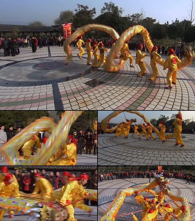 浙江民间舞龙表演实拍剪辑素材mp4下载模板下
