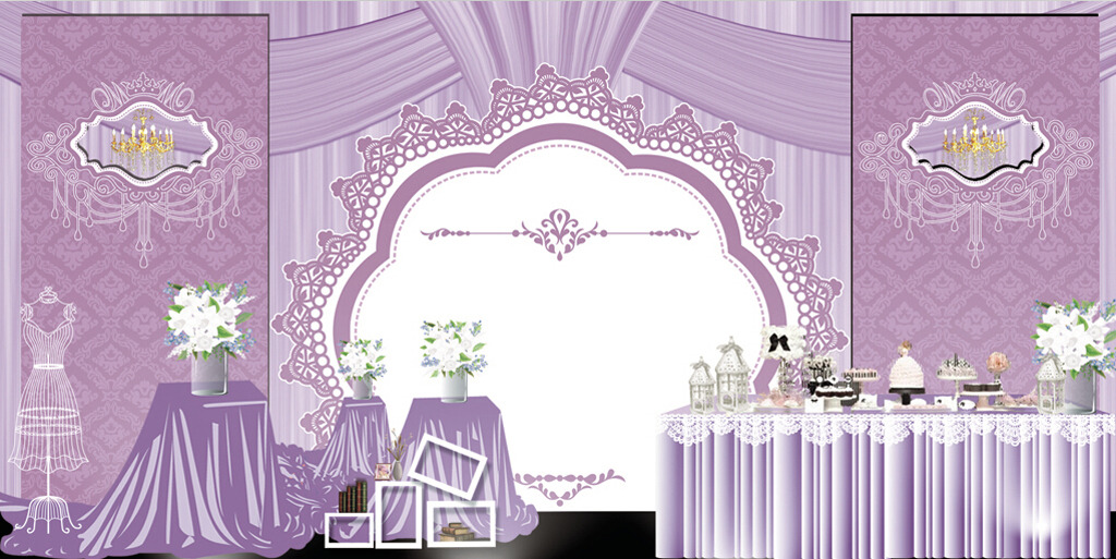漂亮的紫色婚礼礼金台PSD分层图片模板下载