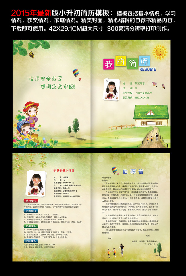 精美小升初简历模版图片下载 小升初简历 小升初范文 小升初模板 小图片