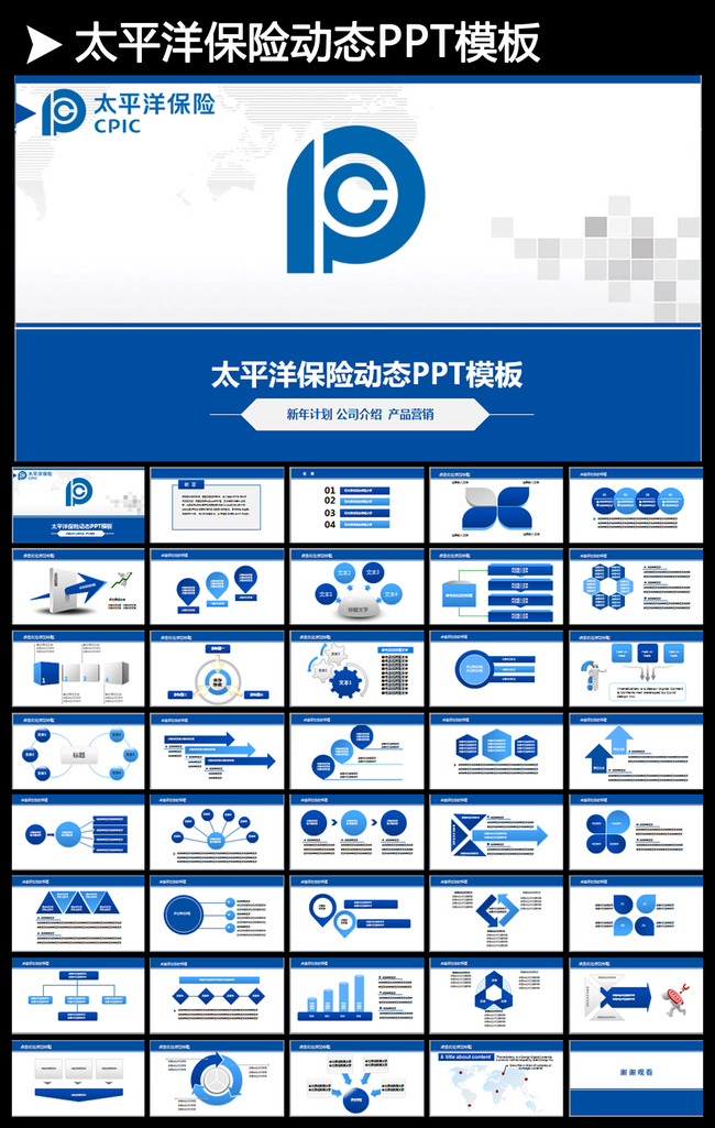 车险寿险金融理赔太平洋保险PPT模板下载(图