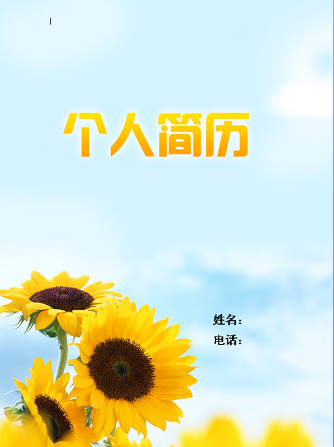 太阳花教师个人简历模板模板下载(图片编号:1