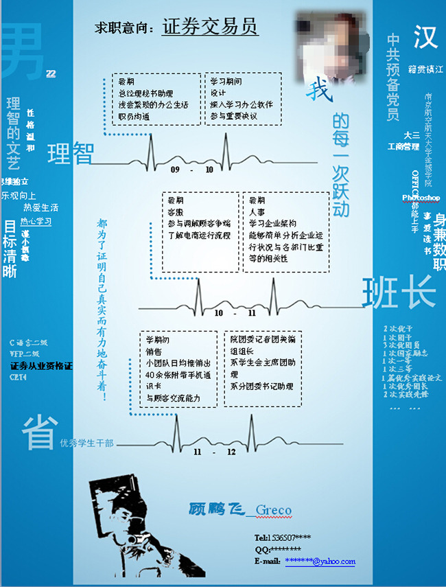 证券交易员个性个人简历模板图片
