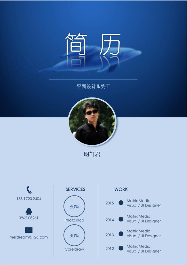 蓝色风格个人简历封面设计图片
