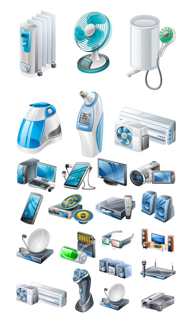 卡通家用电器图标矢量模板下载(图片编号:13239266)_居家生活_图标_我图网weili.ooopic.com