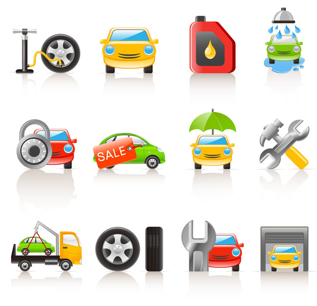 卡通精美交通汽车用品图标矢量文件模板下载(
