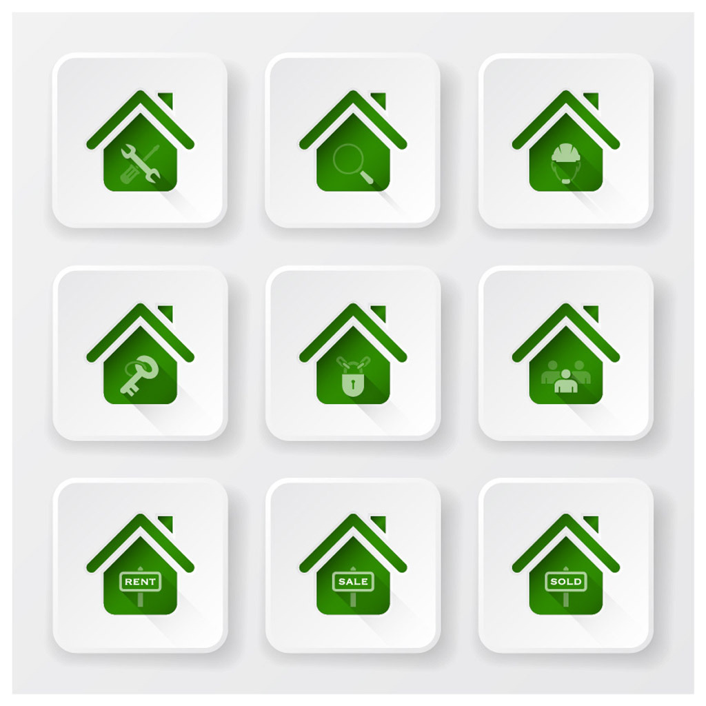 绿色房屋建筑图标矢量模板下载(图片编号:133