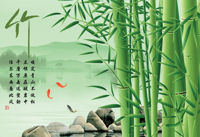 竹咏竹竹子石头鱼mt