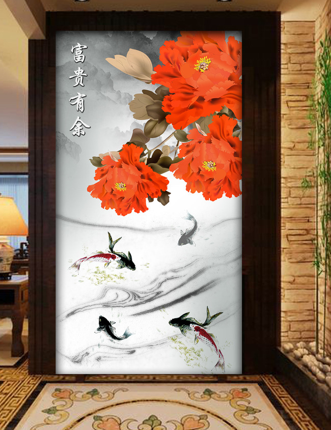 工笔花鸟玄关壁画高清图片下载(图片编号1333