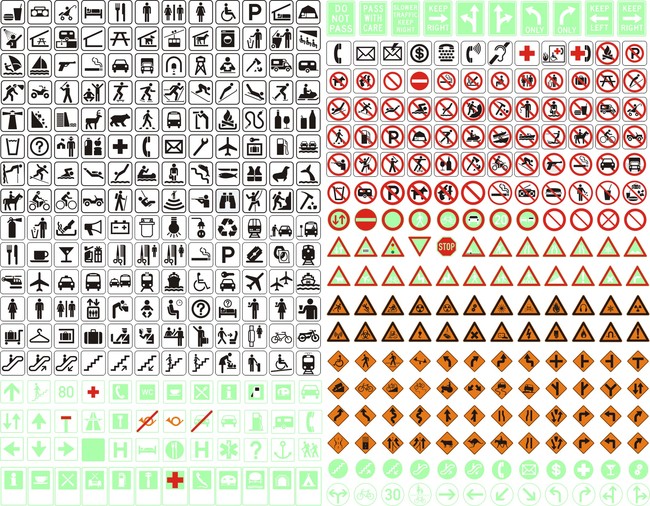 430个矢量公共交通警示标志安全标识模板下载