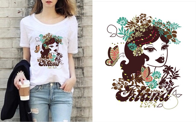 矢量烫画<em>女孩</em>图案<em>t恤</em>图案素材模板下载(图片编