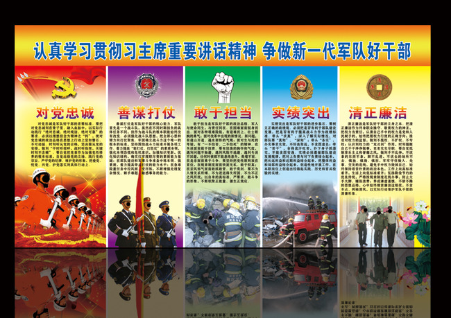 消防部队15年新一代革命军队好干部展板模板