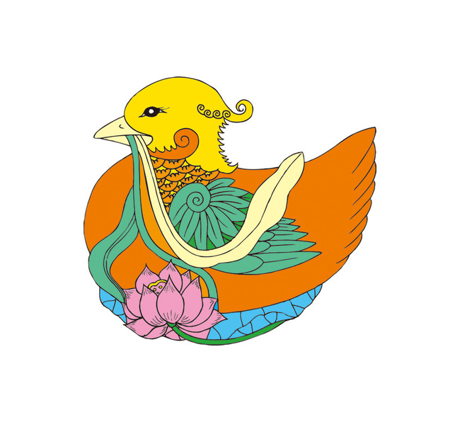 矢量古典中式花卉鸳鸯吉祥图案图片