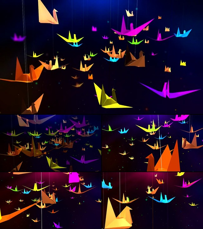 千纸鹤LED大屏幕三维背景素材晚会背景模板下