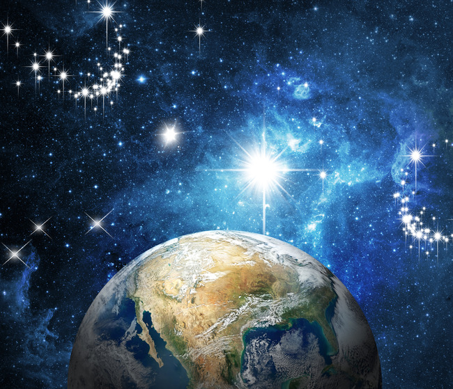 温馨唯美地球宇宙星空蓝色电视背景墙图片