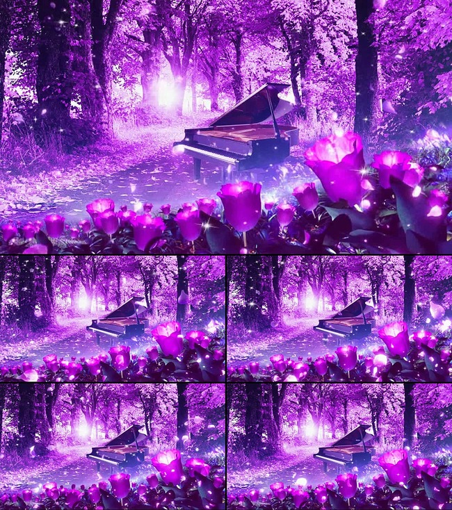 唯美浪漫紫色森林钢琴鲜花高端模板下载(图片