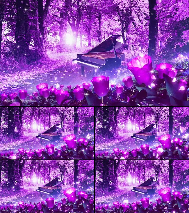 唯美浪漫紫色森林钢琴鲜花高端大气模板下载(
