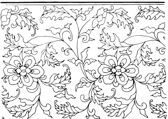 黑白枝条花朵印花图案模板下载(图片编号:135