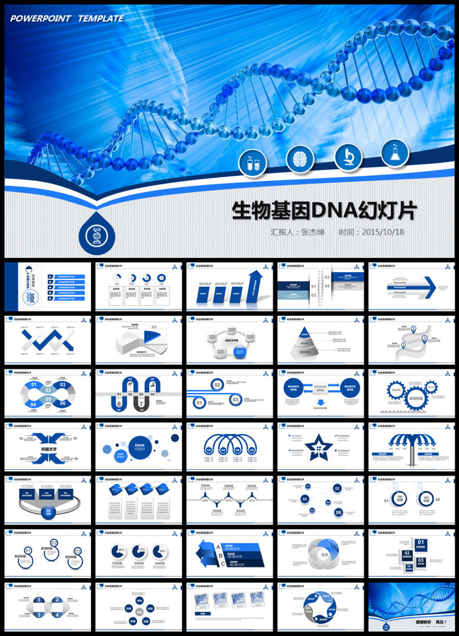 生物DNA基因PPT模板模板下载(图片编号:135