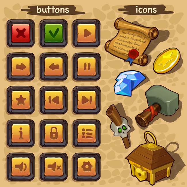 游戏按钮工具图标设计模板下载(图片编号:135