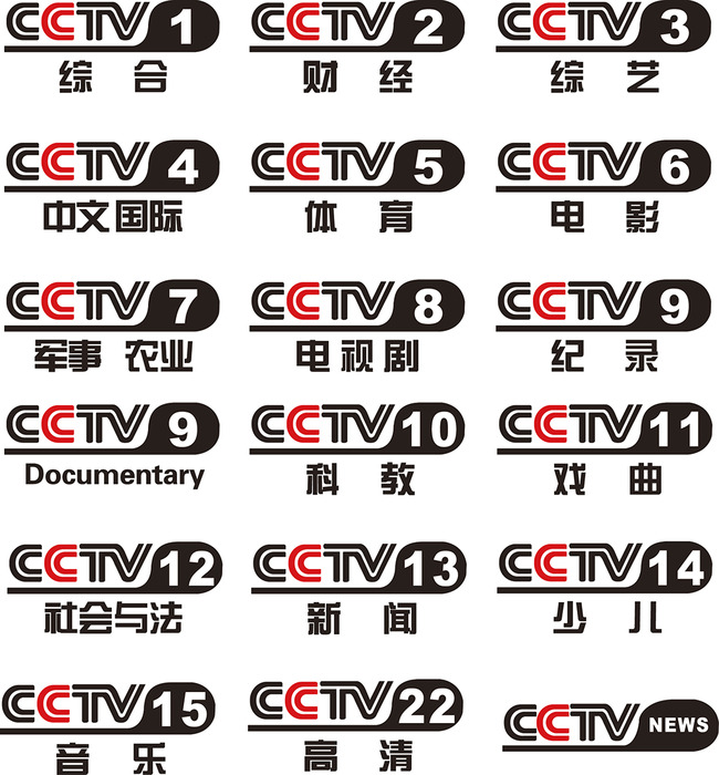 扁平化图标-央视CCTV台标矢量素材模板下载
