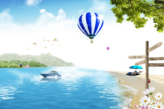 客厅3D大海风景电视背景墙图片高清图片下载