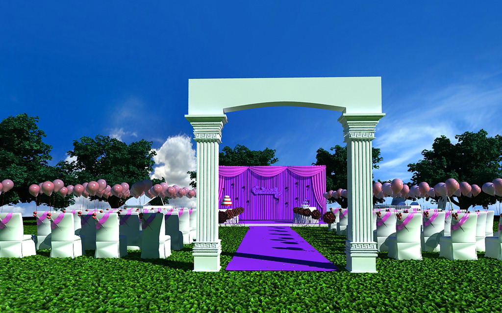 草坪婚礼3D效果图模板下载(图片编号:135498